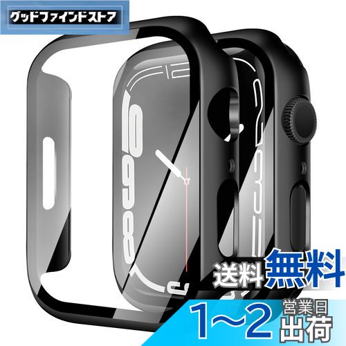 YUGYUG 対応 Apple Watch 10 42mm ケース アップルウォッチ10 42mm ケース PC素材 アップルウォッチ カバー ガラスフィルム 一体型 日本旭硝子材 二重構造 Apple Watch カバー (42mm,ブラック)