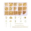 YFFSFDC 金具セット 15種 ハンドメイド アクセサリーパーツセット ゴールド アクセサリー パーツ ジュエリー ボールチップ チェーン ワニ口 DIY用...