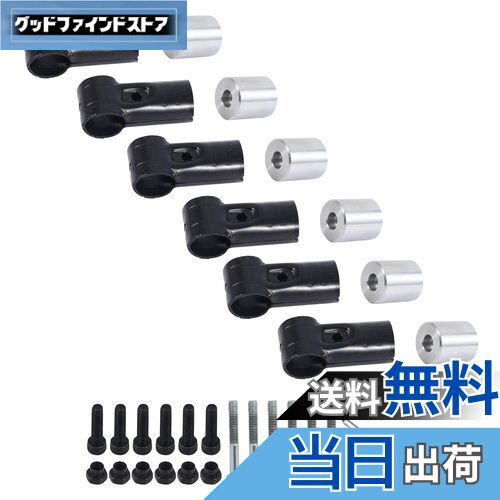 POSTEK Φ28イレクターパイプ 車用ルーフキャリアバー スペーシア イレクターパイプ アタッチメント バン対応 内六角 取付用アルミ製 DIY 製作 で 車中泊 キャンプ NVAN ハイゼットカーゴ 等に適合 NSJ-1*6 (6個セット＆メタルジョイント)