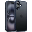JETech iPhone 16 6.1インチ用 マットケース 耐衝撃性ミリタリーグレードの落下保護 つや消しの半透明背面 スマホカバー 指紋防止 (ストームブルー)