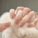 FINGOOO ネイルチップ ロング 24枚入り 両面テープ付き 付け爪 ラウンドチップ ジェルネイル かわいい つけ爪 成人式 春夏 秋冬 和風 (薄いピンク, FREE)