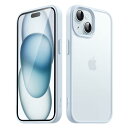 JEDirect マットケース iPhone 15 6.1インチ用 耐衝撃性ミリタリーグレードの落下防止 つや消しの半透明の背面電話カバー 指紋防止 (ブルー)