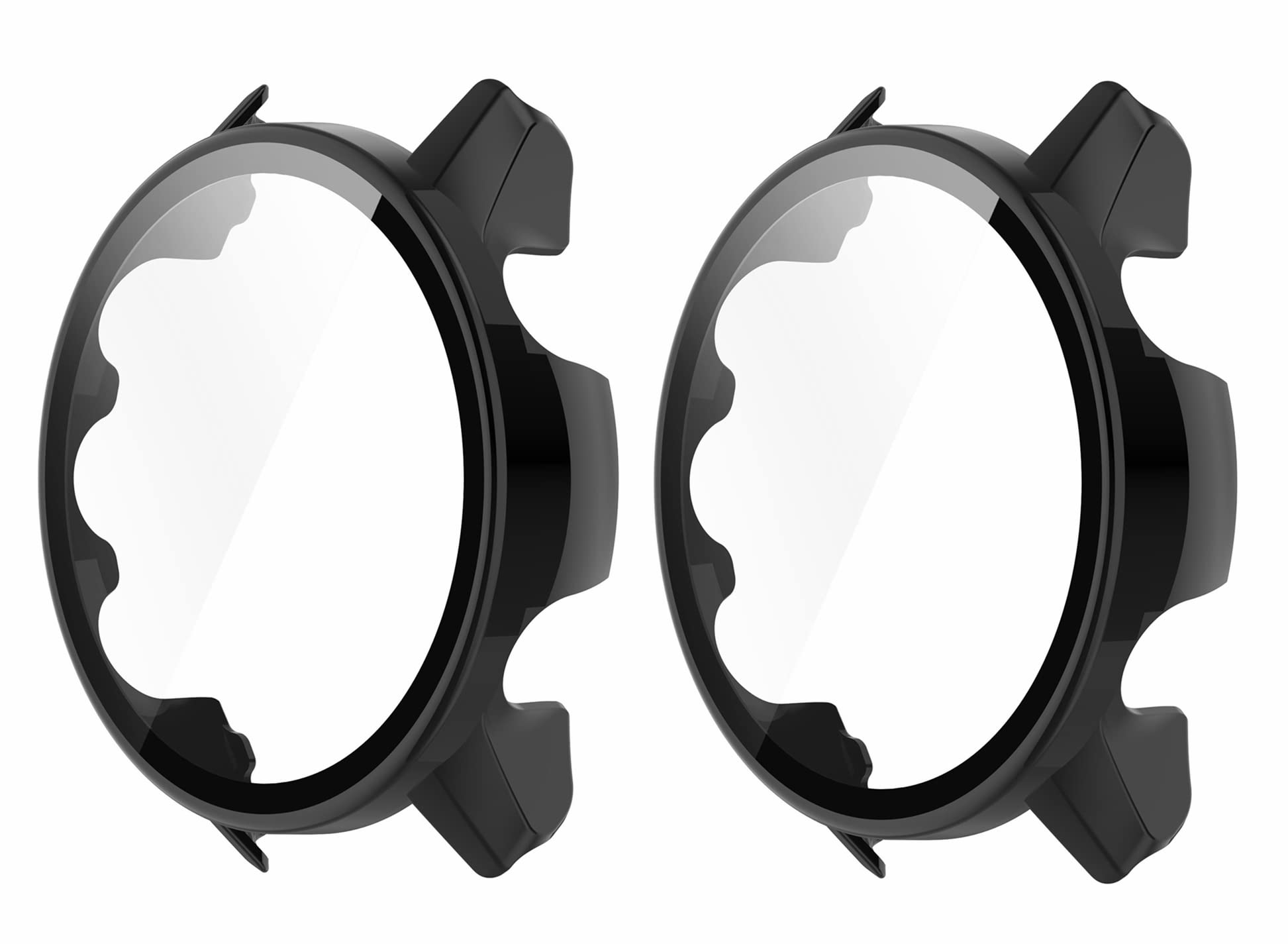 SHEAWA for Garmin(ガーミン) Forerunner 955 ケース カバー 2個セット PC+強化ガラス フィルム付 9H硬度 互換品 保護ケース 保護カバー 耐衝撃 全面保護 アクセサリー (ブラック)