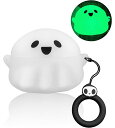 For Airpods pro ケース Airpods pro カバー TPU素材 エアーポッズ 保護ケース 着装まま充電可能 耐衝撃/防水/防塵/全面保護 萌え 可愛い ストラップ付き 3D 漫画 幽霊(2)
