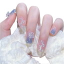 SensaBliss ネイルチップ ショート 24枚入 ネイル用品 ラウンドチップ 人気 和風 おしゃれ 花嫁ネイル シール 短め 光沢 つけ爪 穿戴甲片 成人式 入学式 卒業式 結婚式 パーティー 両面テープ ウッドスティック ネイルファイル付き
