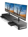 Meatanty デュアル モニター台 引き出し pc モニタースタンド パソコン台 ディスプレイ台 USB 3.0/2.0 データ転送 机上台 スチール製 USBバージョン 幅100cm(2)