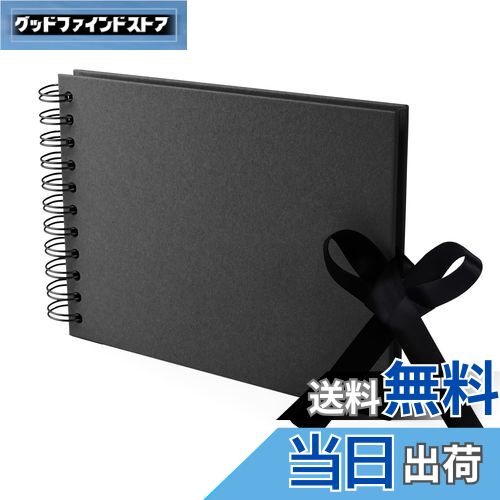 Annhua メッセージアルバム スクラップブック アルバム 手作り A5サイズ30枚 クラフト紙で作られた黒ス..