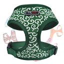 THAIN 犬 ハーネス 小型犬 唐草模様 ベスト 抜けない 犬用ハーネス 可愛い ペット用品 安全 通気 ドッグハーネス 胴輪 人気 (S, 唐草模様グリーン)
