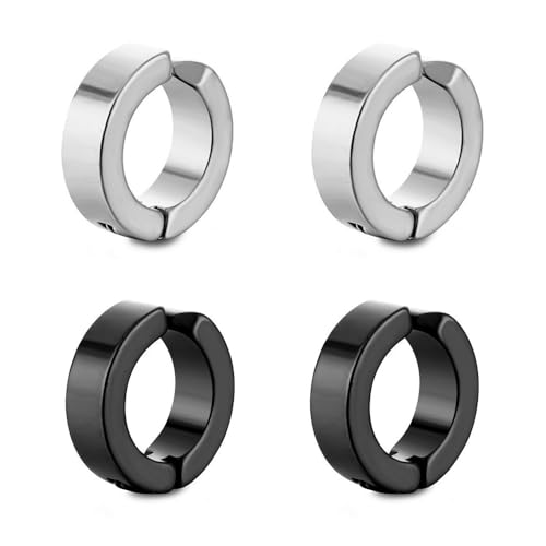 【送料無料】イヤーカフ メンズ フェイクピアス イヤリング イヤーカフ 2組(4個)セット シルバー 黒 穴あけ不要 ステンレス ノンホール ファッション 痛く...