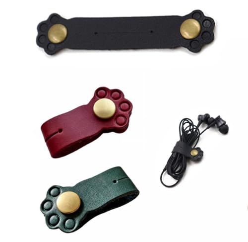 【送料無料】Bombinate ケーブルクリップ 3個入り 3色 PU革 紛失防止 ネコの爪 配線まとめ