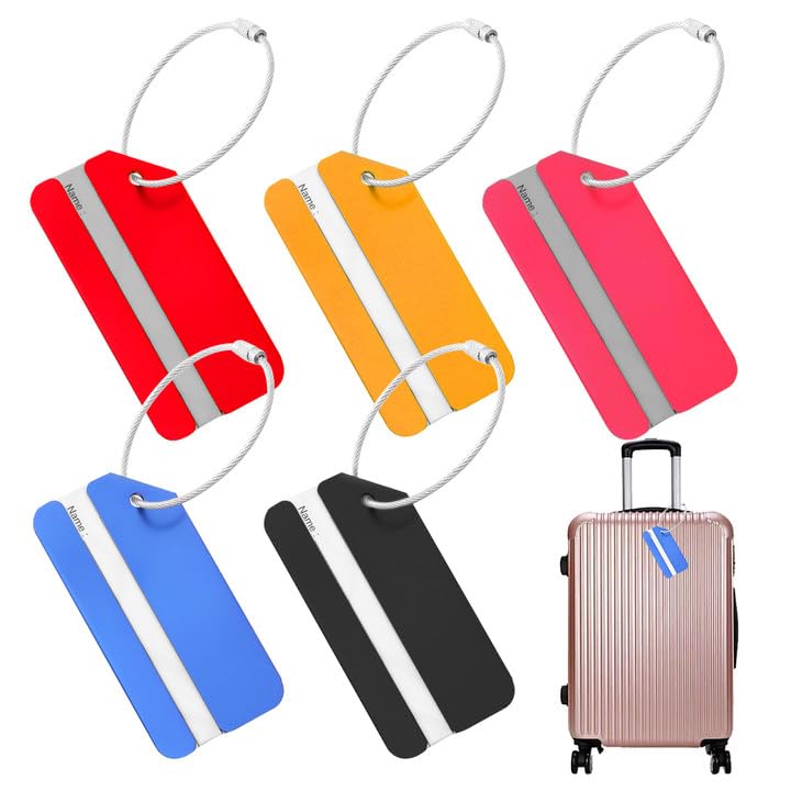 【送料無料】ネームタグ 荷物のタグ スーツケース タグ 名前ラベル ラゲージタグ 5個入 金属IDタグ ト..