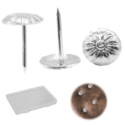 【送料無料】PAVIKE アンティークソファネイル 100個 ウッドデッキチェア フラットヘッドプッシュ ウッドデッキチェア フラットヘッドプッシュ 収納ケース付き 爪 ソファ アクセサリー 親指 鋲 飾り ドアの爪 ドア 爪リクライニングチェアアクセサリー（シルバー）