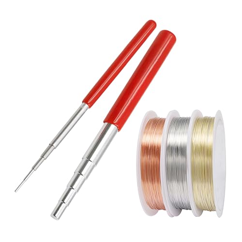 【送料無料】KDSSYFT アクセサリーワイヤー 3巻入り 線径0.3mm 2本 鉄線巻線棒 小サイズと大サイズセッ..