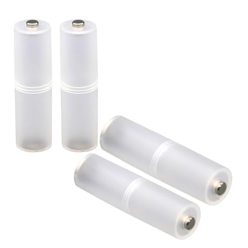 【送料無料】【LUYING】 電池変換アダプター 単4形電池→単3形電池 ホワイト 4本セット マイナス極金属端子付き 耐久性と透明性に 環境保護ABS材料