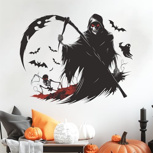 【送料無料】WOHAHA ハロウィン ウォールステッカー 大鎌 ブラック 幽霊 マント ハロウィン 飾り バット スケルトン オシャレ ハロウィン シール 剥が...