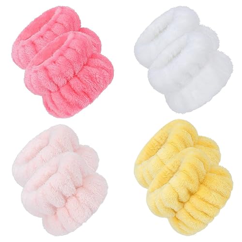 【送料無料】リストバンド 洗顔 リストバンド 4点入り 汗止め 吸水 速乾 ふわふわ 柔らかい 伸縮性あり..