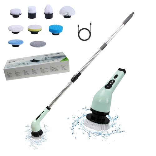 【送料無料】CLOMIC バスポリッシャー 電動お掃除ブラシ 9つ取り替えブラシ付き USB C充電式 伸縮可能 ..