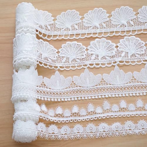 【送料無料】Hymyily 5種セット 刺繍レース生地装飾 王冠・葉・ハート柄様 各1m合計5m DIY・裁縫・ギフト包装・カーテン装飾・お人形の衣裳作り・ヘア...