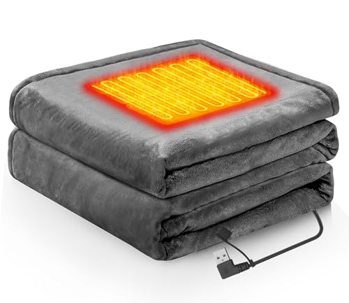 【送料無料】電気毛布 USB ブランケット 8枚の加熱エリア 150cmx85cm フランネル素材 ファスナー付き 3..
