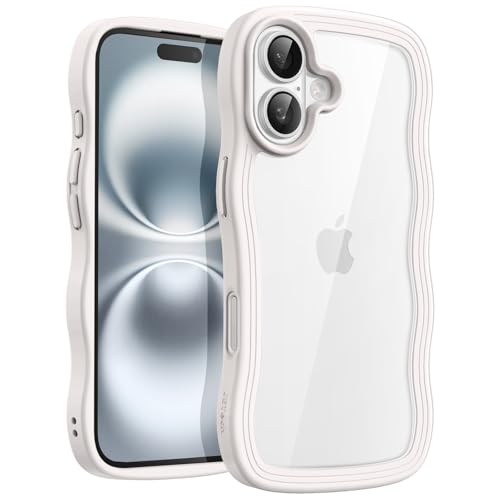【送料無料】JETech iPhone 16 6.1インチ用 ウェーブ ケース かわいい 波状フレーム うねうね 耐衝撃 ..