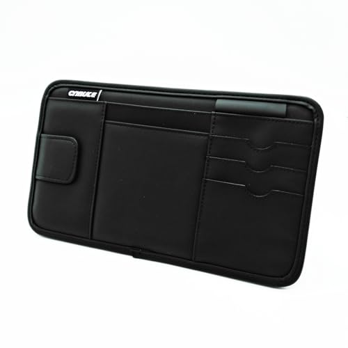 【送料無料】COZENTA 車 収納 サンバイザーポケット 眼鏡ホルダー カード 小物入れ 幅広 レザー調