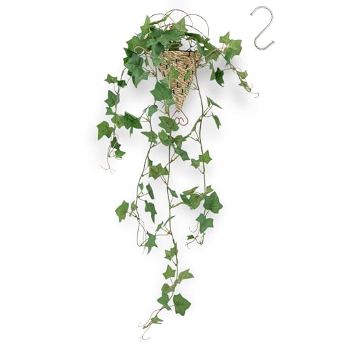【送料無料】WillingYou フェイクグリーン 吊り下げ 壁掛け セット【オシャレなバスケット付き】全長約..