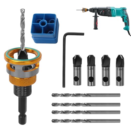 【送料無料】皿取り錐ドリル ビット 4本入り 埋木錐 下穴・皿取錐 レンチ付き 六角軸 高速度鋼製 木工..