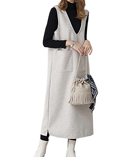 【送料無料】[JudyRose] ジャンパースカート ワンピース レディース Vネック 秋 冬 春 ロング丈 ノース..