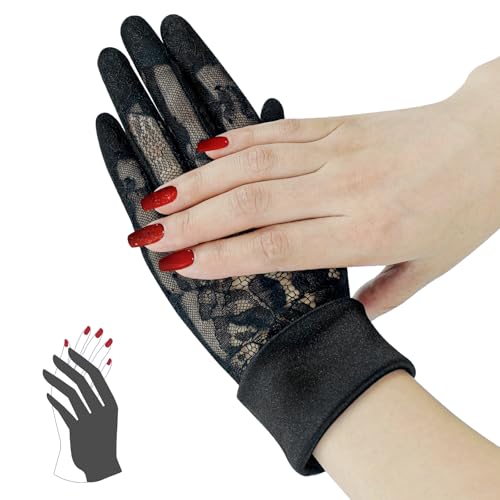 【送料無料】[VIVIMODA] 葬式 手袋 ネイル隠し 黒手袋 レース 葬儀用 レディース フォーマル【上品な透..