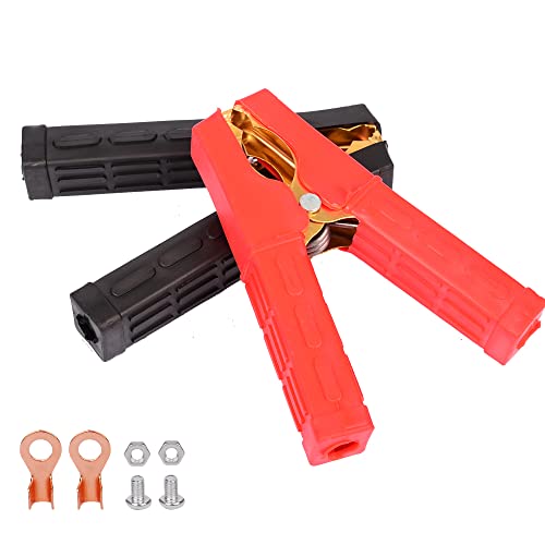 【送料無料】HUIQIAODS バッテリークリップ ワニ口クリップ 電気 カーバッテリー用 絶縁 大電流 銅メッ..