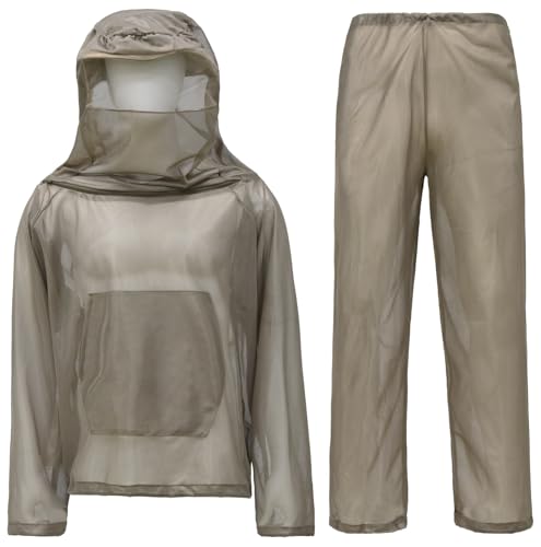 【送料無料】[Youngfull] 虫除けウェア 虫よけメッシュパーカー ジャケット ズボン 2点セット 着るだけ..