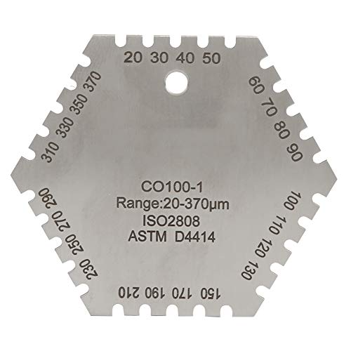 【送料無料】J-ouuo CO100-1 20-370um ステンレス鋼六角ウェットフィルムコームカード厚さゲージメーター