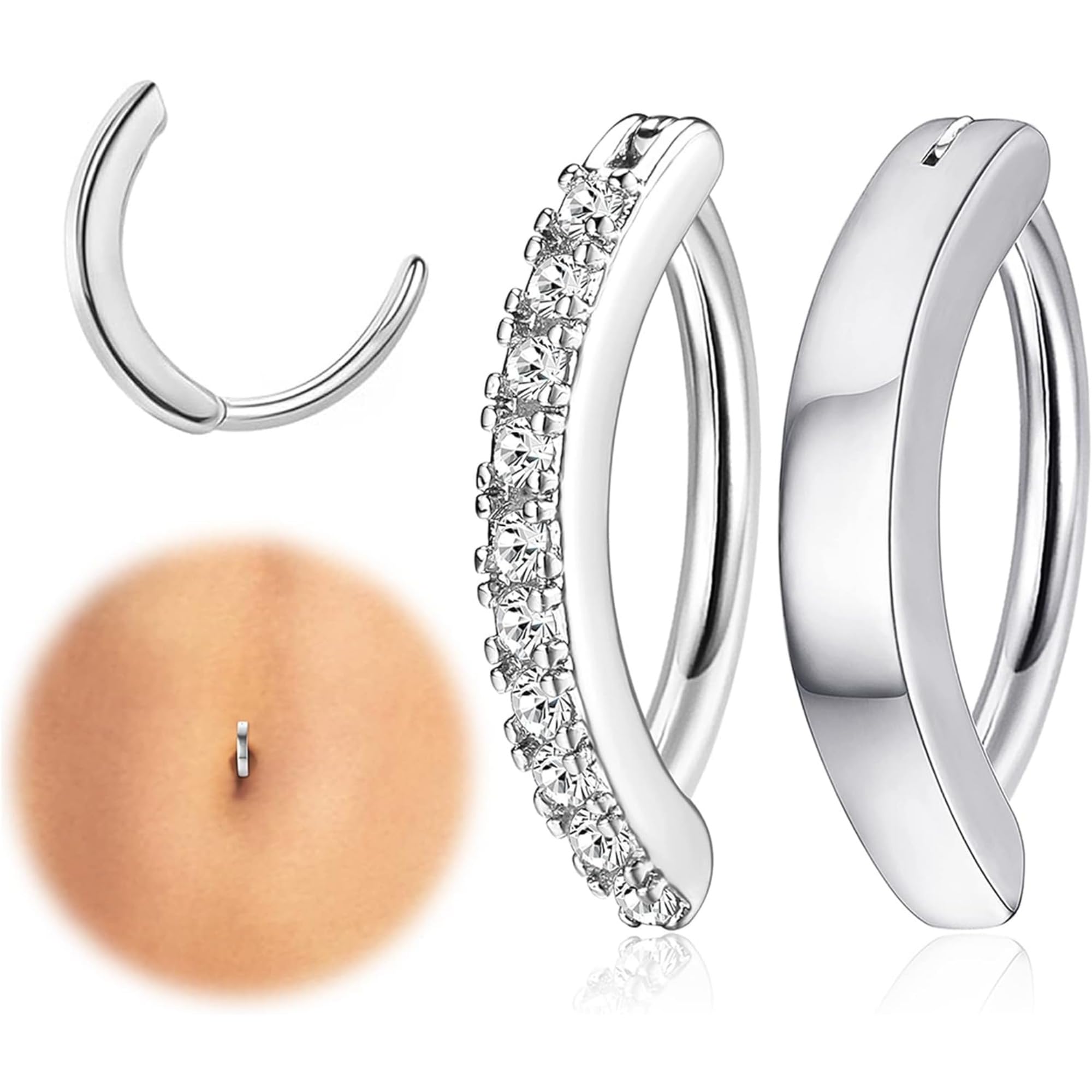 【送料無料】ジェイスタイル【2点セット】 ヘソ ピアス レディース ボディピアス 2個 14g クリッカー へそリング 女性 サージカルスチール CZ オパール...