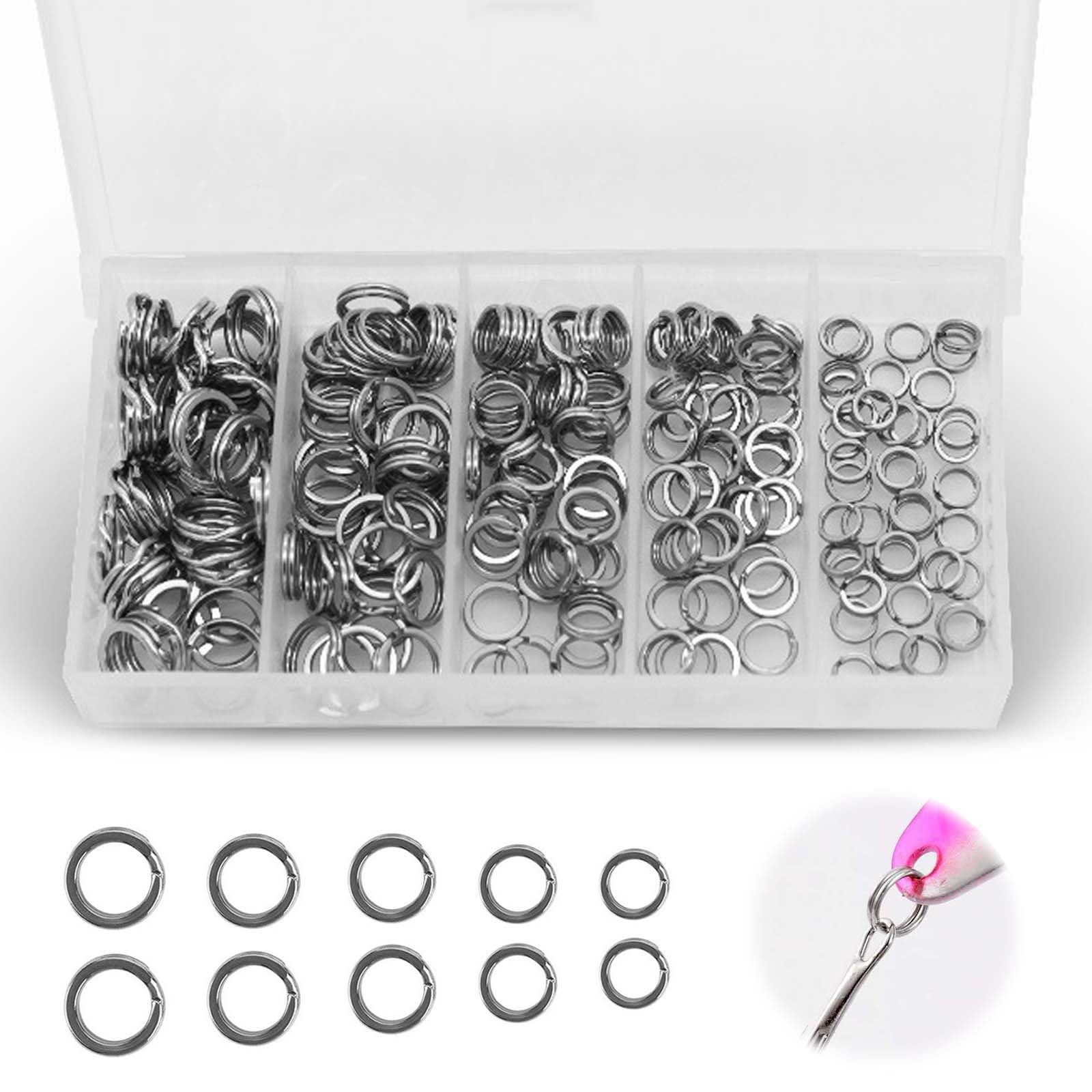 【送料無料】PAVIKE釣り分割リング 【250個セット】釣りスプリットリング 釣りセット，ステンレス鋼 ダ..