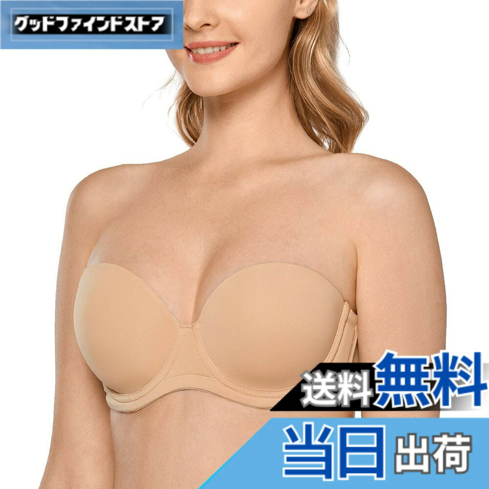 Rakuten - 【送料無料】[DELIMIRA] ストラップレスブラジャー レディース ワイヤー入り モールドフルカップ 大きいサイズブラジャー ストラップレスブラ トープ E75