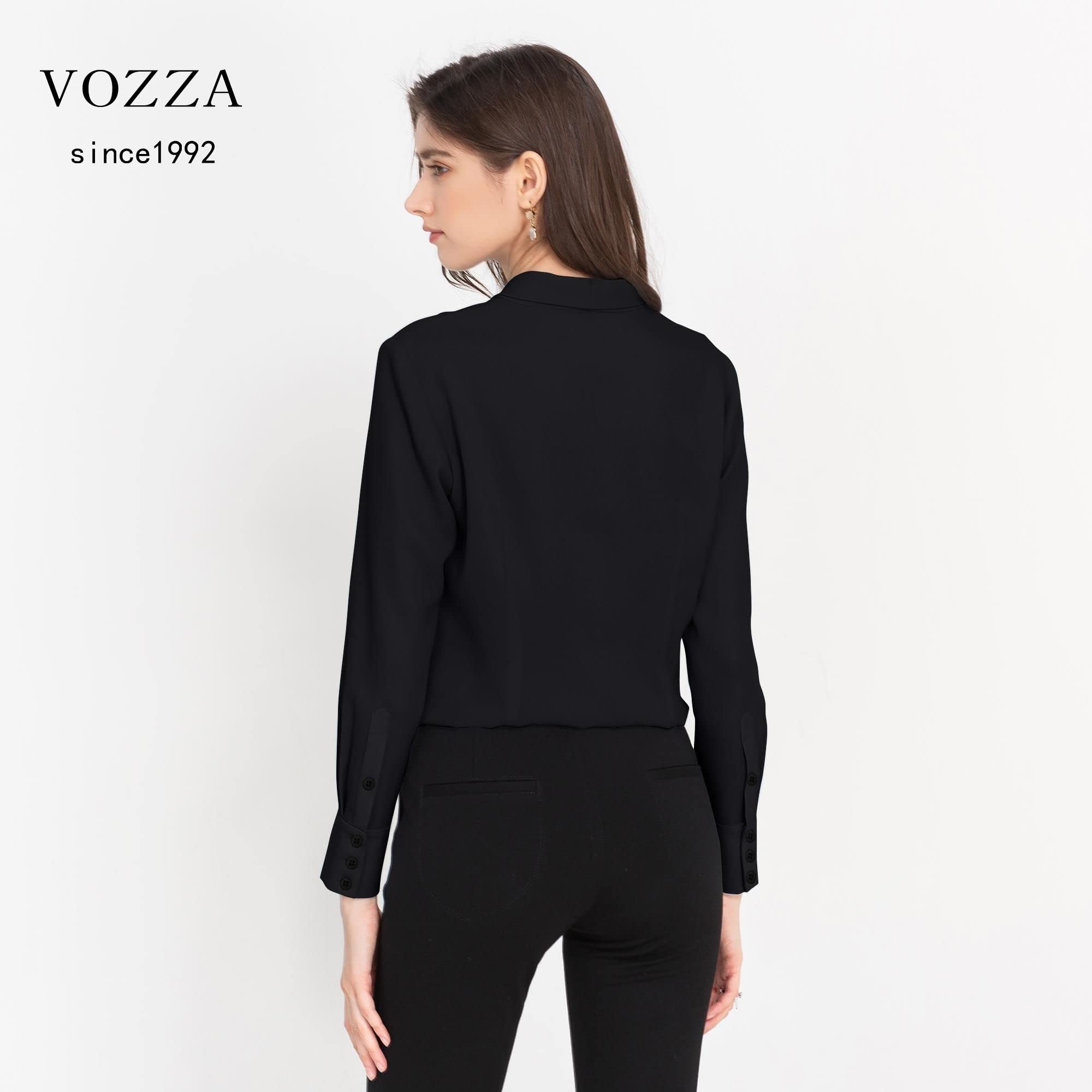 【送料無料】[VOZZA] シャツ ブラウス レディース シフォン リボンタイ 長袖 開襟 ...