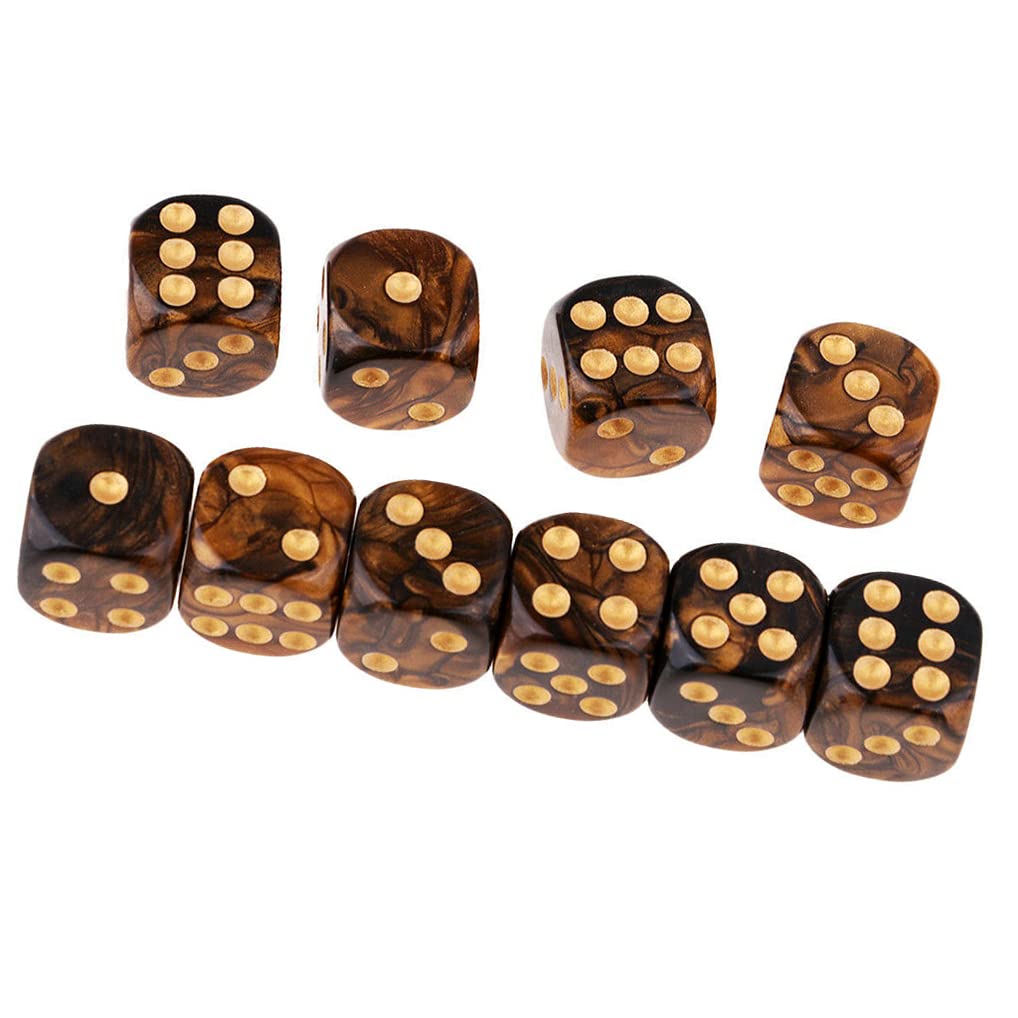 グッドファインドストアの【送料無料】Yourandoll 10個 多面体ダイス D6サイコロ 6面ダイス16mm Dungeons and Dragons 、DND、 TRPG、 MTGなどテーブルゲーム用 色：ブラックゴールド、サイズ：16mm｜アングル2