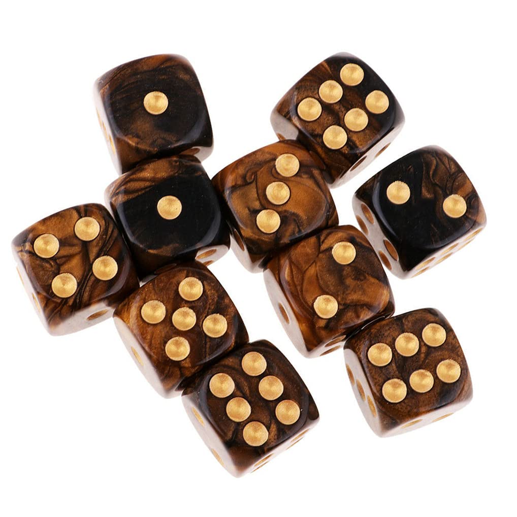 グッドファインドストアの【送料無料】Yourandoll 10個 多面体ダイス D6サイコロ 6面ダイス16mm Dungeons and Dragons 、DND、 TRPG、 MTGなどテーブルゲーム用 色：ブラックゴールド、サイズ：16mm｜アングル3