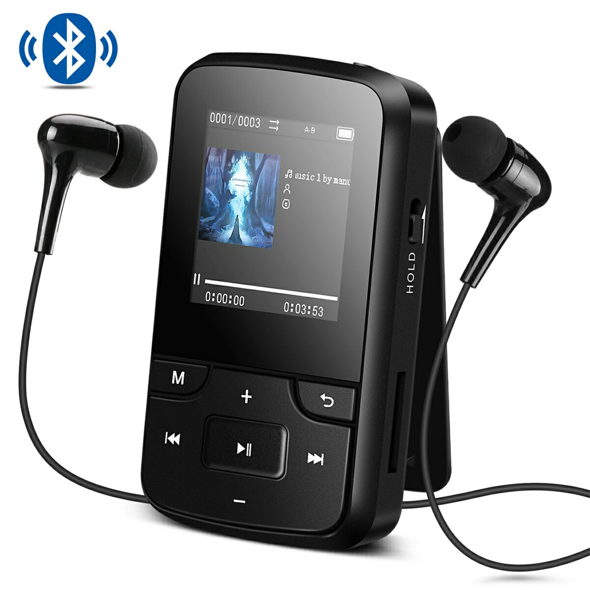 AGPTEK 音楽プレーヤー ミュージック プレーヤー Bluetooth搭載 クリップ ミニ MP3プレーヤー 8GB内蔵 bluetooth対応 高音質 FMラジオ/録音 スポーツ イヤホン＆アームバンド＆防汗ケース付属 最大128GBマイクロSDカードに対応 ブラック G6