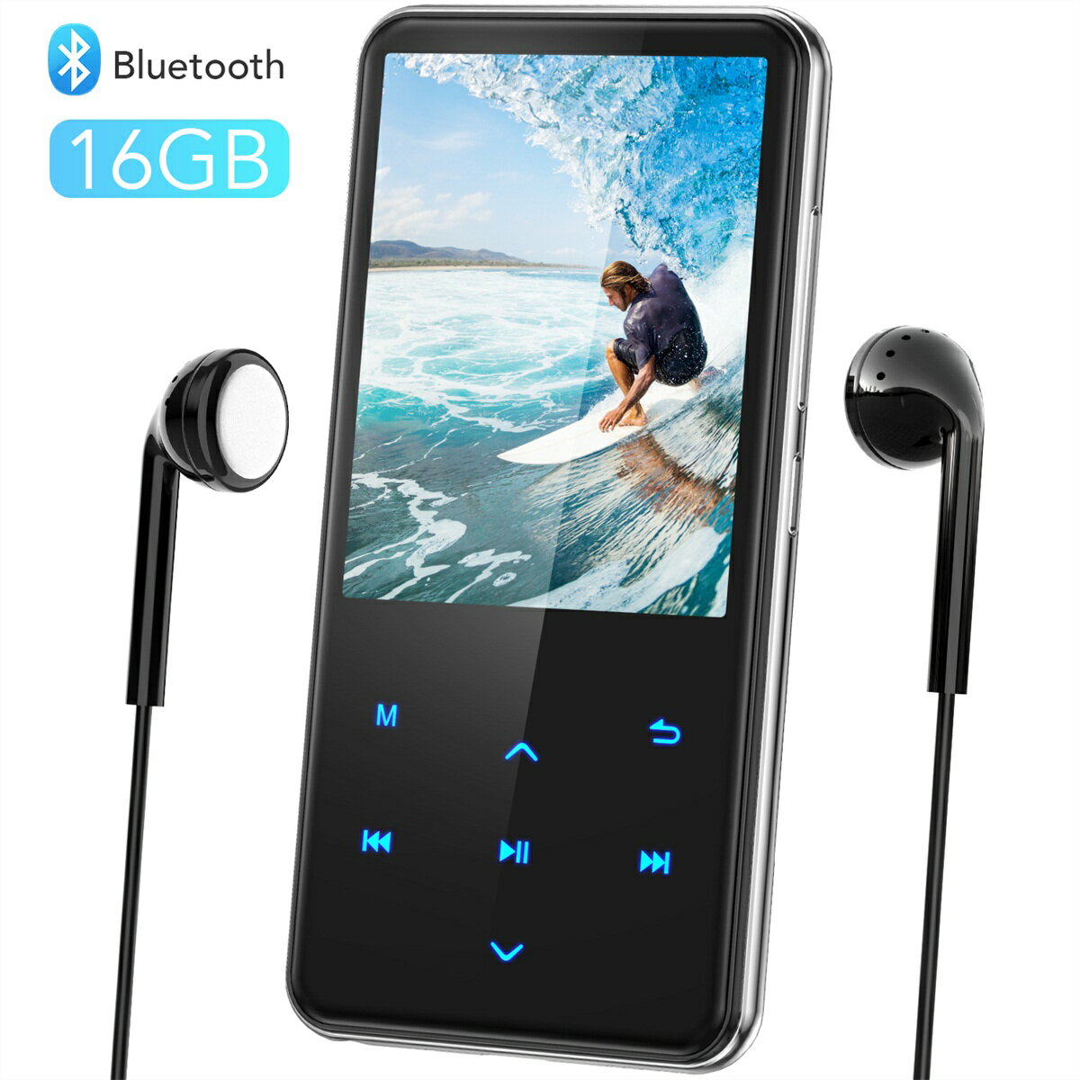 MP3v[[ Bluetooth4.1 fW^I[fBIv[[ 2.4C` yv[[ Xs[J[ MP3 Ɨʃ{^ 16GB TFJ[hΉ HIFI y 2.5DȖʕیP[XیtBt {Ή AGPTEK