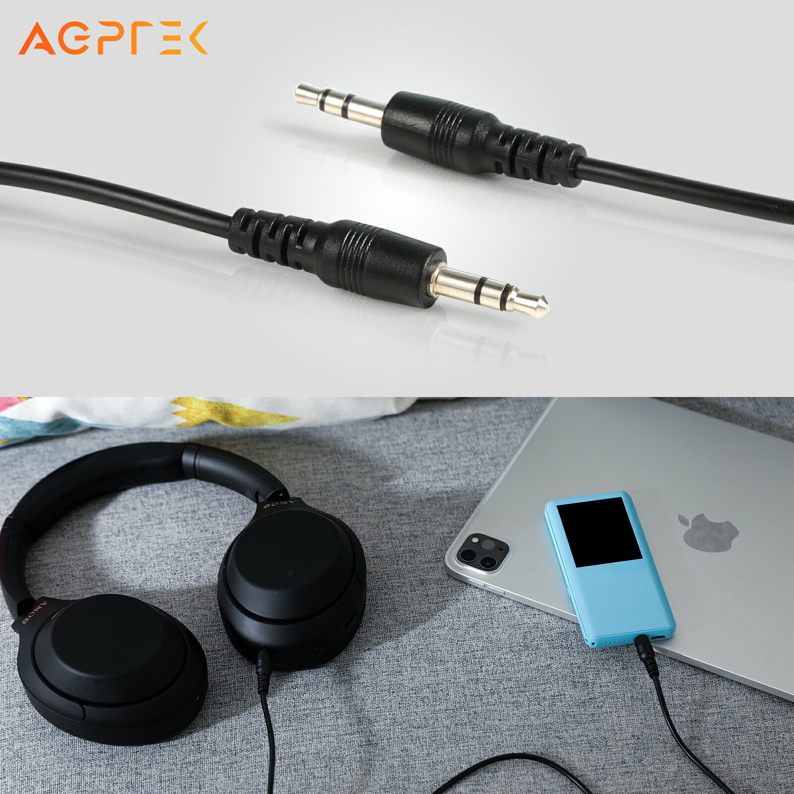 AGPTEK オーディオケーブル (3.5φステレオミニ) 1m AUDIOケーブル AUX ステレオケーブル 3.5mm オスオス 高音質 高耐久性 PVC 互換性 プレーヤー、ヘッドホン、スピーカー、音響、車、iPhone、iPad、iPod、PCなどに対応