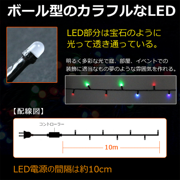 【ポイント5倍 最大9000円値下げ】クリスマスライト LED イルミネーションライト 防滴 100球 RGB ミックス LED クリスマス商材 パーティー クリスマス ライト LEDライト クリスマスツリー電飾 LED 電飾 イベント 店舗用 デコレーション 屋内・屋外 飾り 【LD-K8】