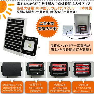 LED ソーラーライト 屋外 10W 100W相当 1100ルーメン ソーラー発電 ガーデンライト led solar充電 LED 投光器 スタンド ソーラーライト 明るい　明暗センサーライト LED ランタン キャンプ 廊下 門戸 玄関灯 庭園灯（TYH-10P）