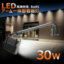 楽天グッド・グッズ　LED照明通販【決算SALE・最大43％OFF】GOODGOODS led 投光器 看板 照明 一体型 アームライト 30W 3150lm 店舗 看板照明 高演色性Ra95 取り付け簡単 角度調整可能 3000K（昼白色） 60cm 小型看板灯　アーム短めタイプ 舗用 看板・広告・業務用照明 防水 屋内屋外兼用 アウトドア（LD-K2M）