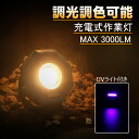 GOODGOODS LED 作業灯 30W 充電式 TYPE-C USB対応 軽量 明るい コンパクト 調光調色 昼光色電球色 マグネット付 UVライト 高輝度...
