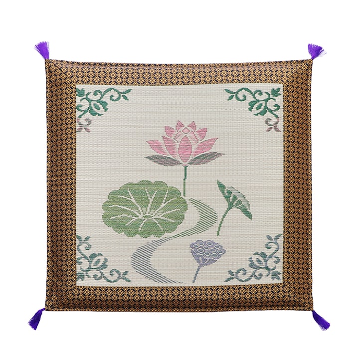純国産 袋織 い草御前（仏前）座布団 『蓮の花』 約70×70cm ikh