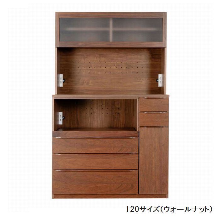 Rakuten - キッチンボード レンジ台 食器棚 120　90 サイズ選択 日本製 完成品 木製 無垢 ウォールナット オーク 2素材選択 おしゃれ 大容量 キッチン収納 開梱設置無料