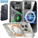 SODI iPhone 15 Pro ケース iPhone 15 Pro MAX ケース 360°回転スタンド カバー MagSafe対応 マグネット SGS認証 耐衝撃 隠しリングスタンド 指紋防止 黄変防止 マット感 ワイアレス充電対応 リング クリア ブラック
