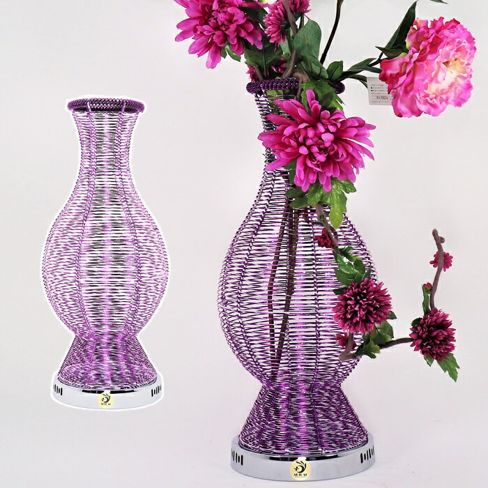 【自社製造】花瓶型オブジェ Type3 シルバーMix紫　インテリア オブジェ 飾り 置物 新築祝い 店舗 玄関プレゼント 新生活 リビング 寝室 お祝い 記念 友達お返し 夫婦 親 式 花 造花 誕生日 ハンドメイド