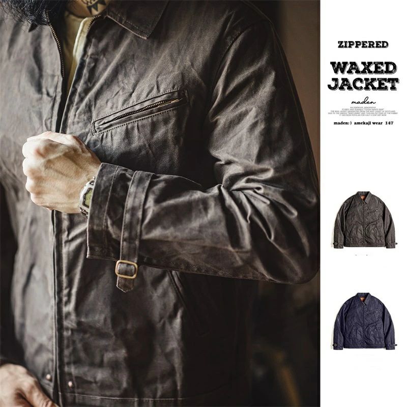 ZIPPERED WAXED JACKET ヴィンテージ アメカジ キャンバス 防水　防風ジャケットアウトドアジャケット ..
